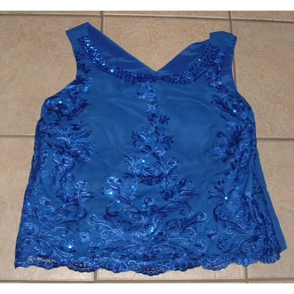 Embellished Royal Blue Plus Sz 20 Pull On Pants & Sparkly Sleeveless Shirt Set - Picture 3 of 7